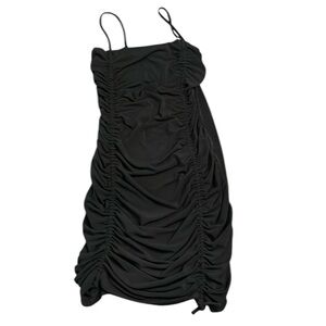 🟠 KOJI YOH BLACK RUCHED MINI DRESS SIZE MEDIUM